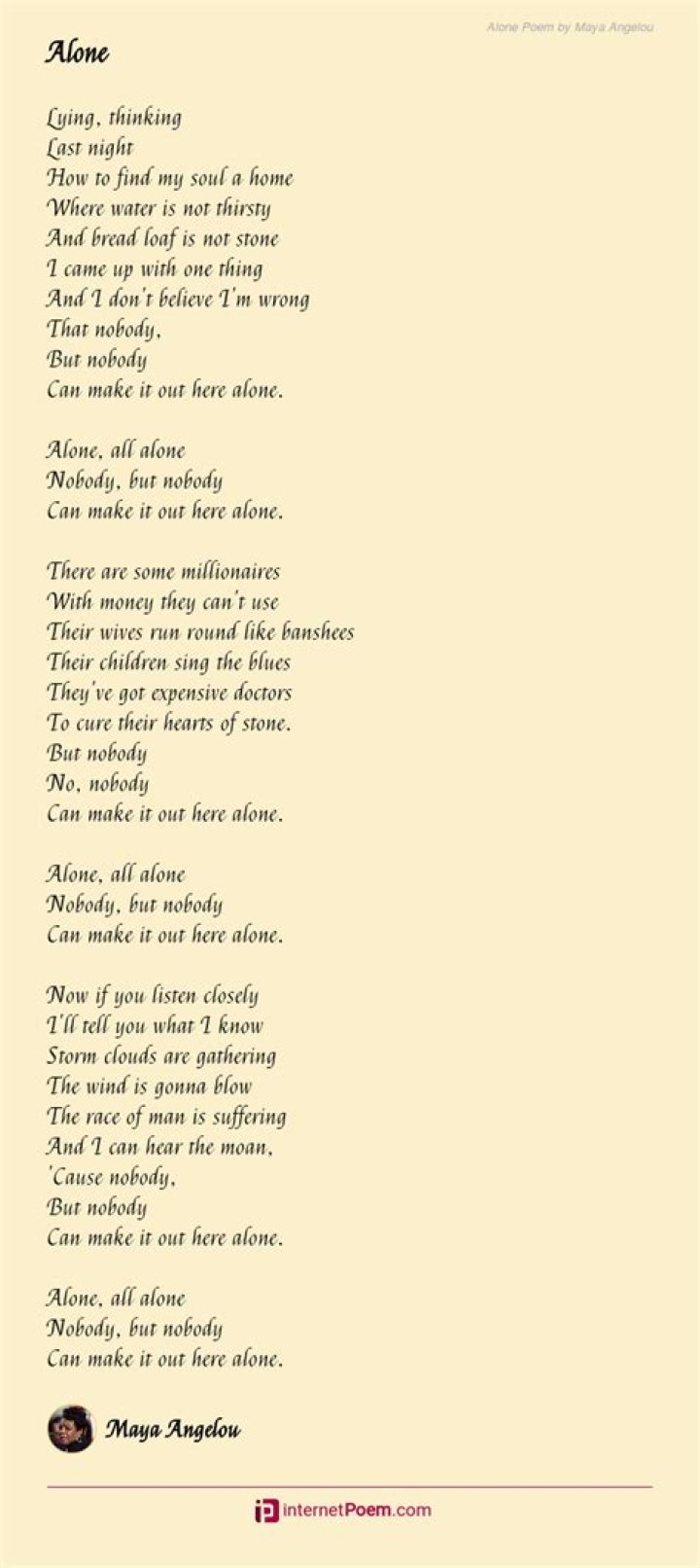 alone by maya angelou
