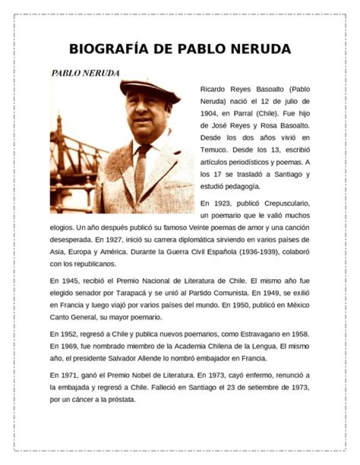 biografia de pablo neruda
