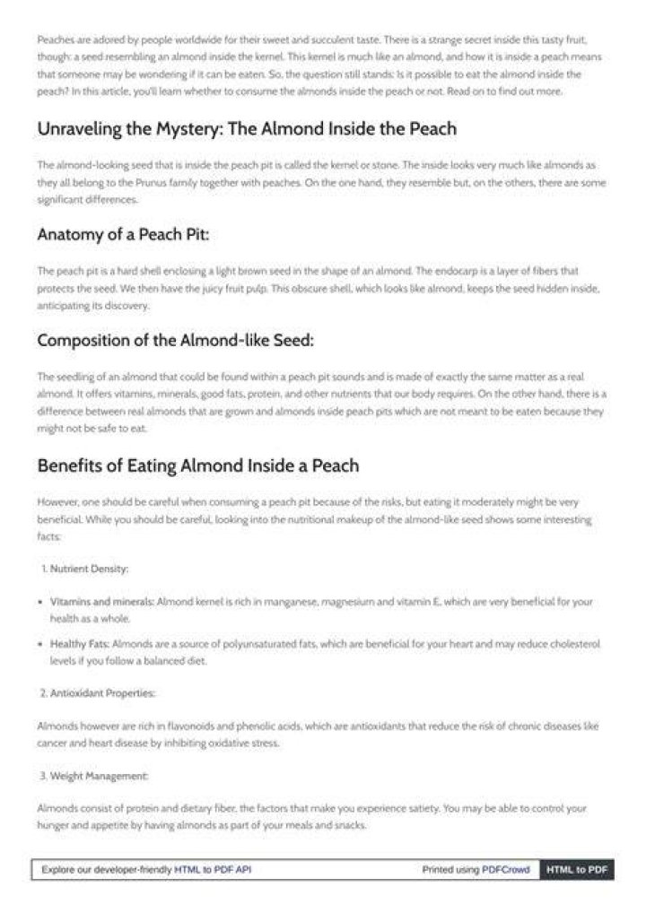Can you eat the almond inside a peach?