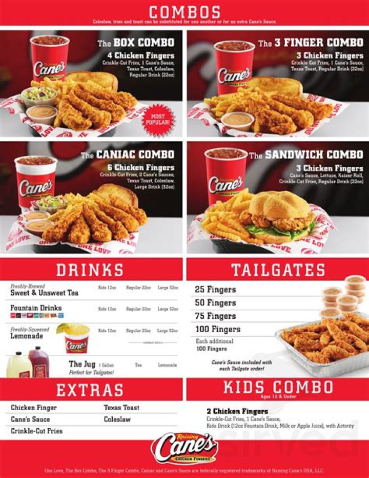 cane’s prices
