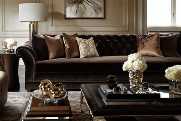 colour scheme for living room with dark brown sofa