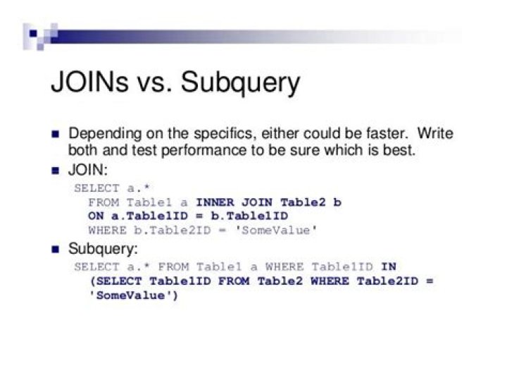 difference between join and subquery