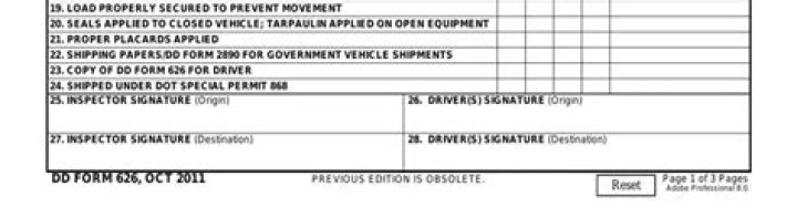 during dd form 626 inspection
