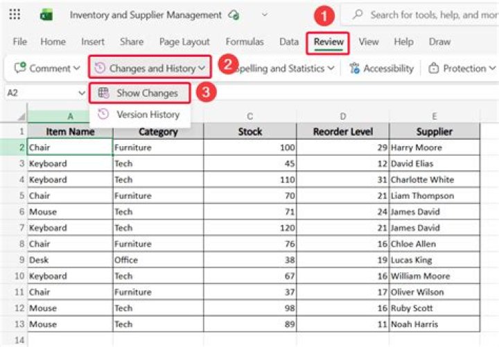 excel edit history