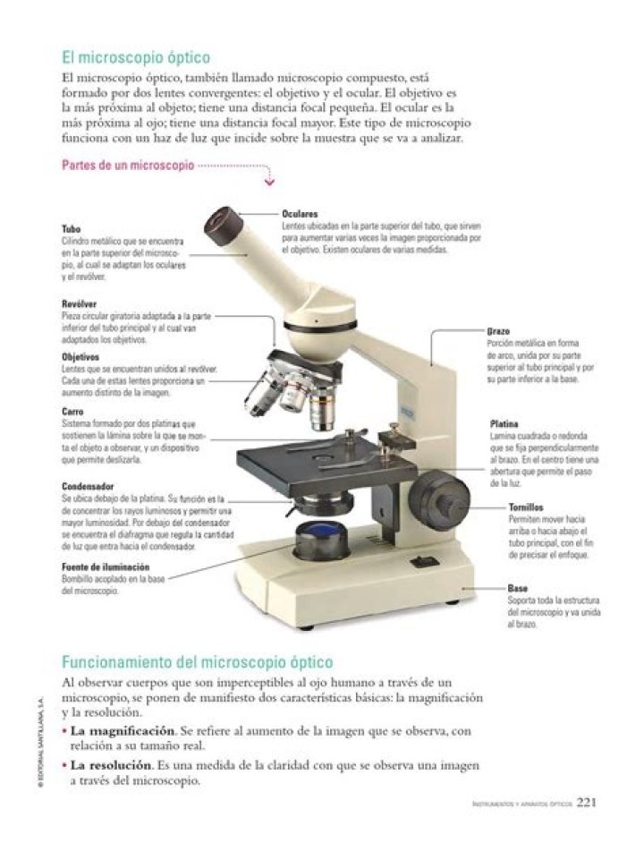 funciones de las partes del microscopio