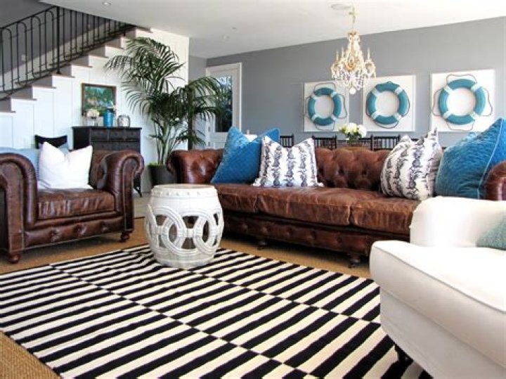 grey walls brown couch