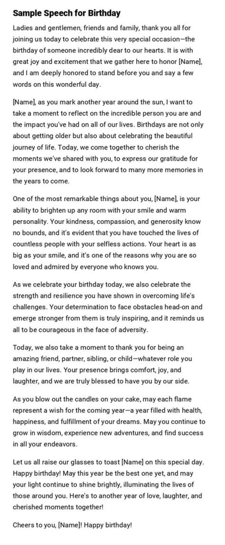 How do I write a birthday speech to my dad?