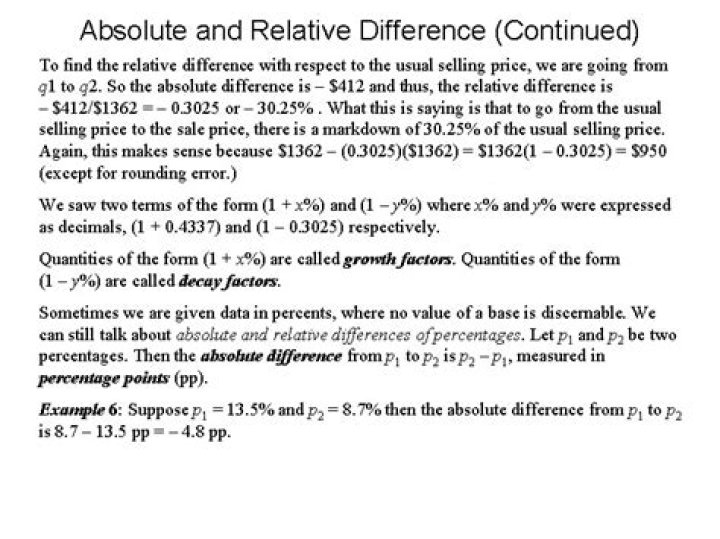 How do you calculate absolute and relative difference?