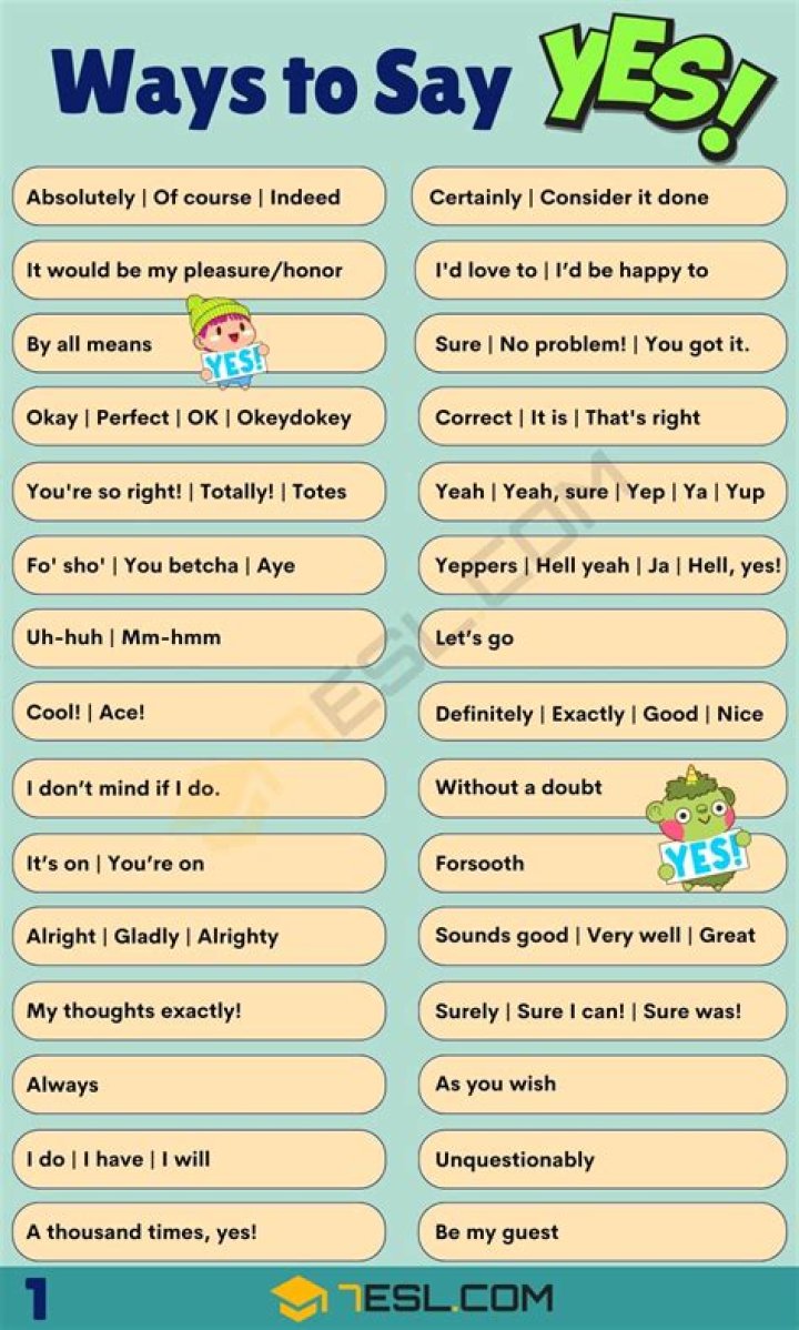 How do you say yes in American slang?