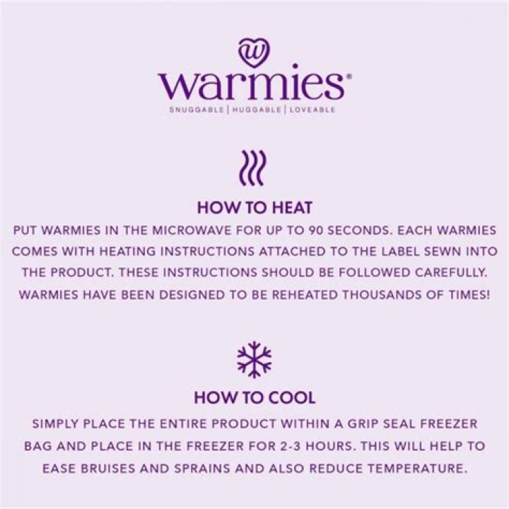 How long do you heat Warmies for