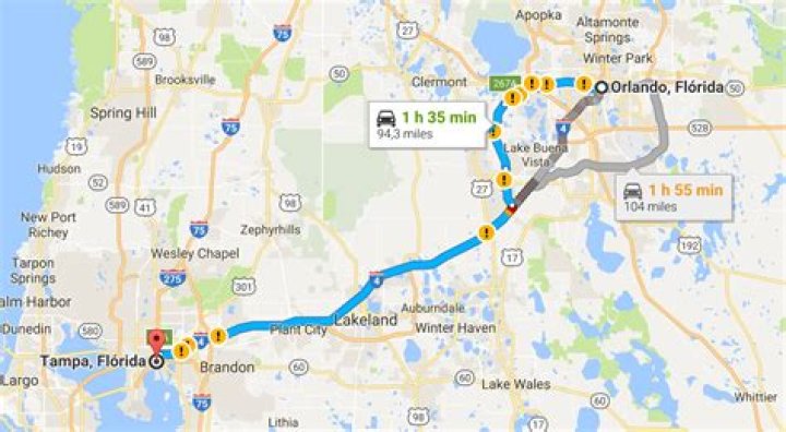 How long does it take to drive from Orlando to Jacksonville?