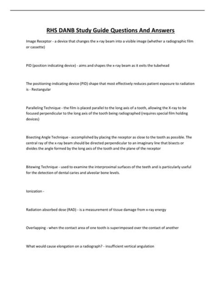 How many questions are on the DANB RHS