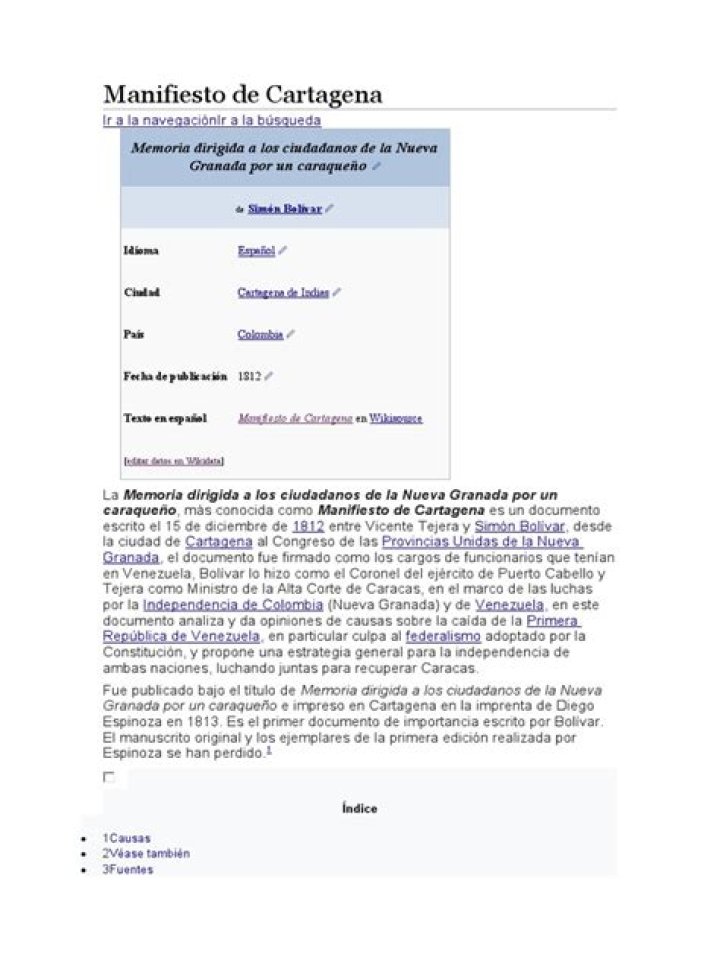 importancia del manifiesto de cartagena