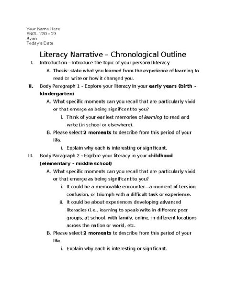 literacy narrative outline