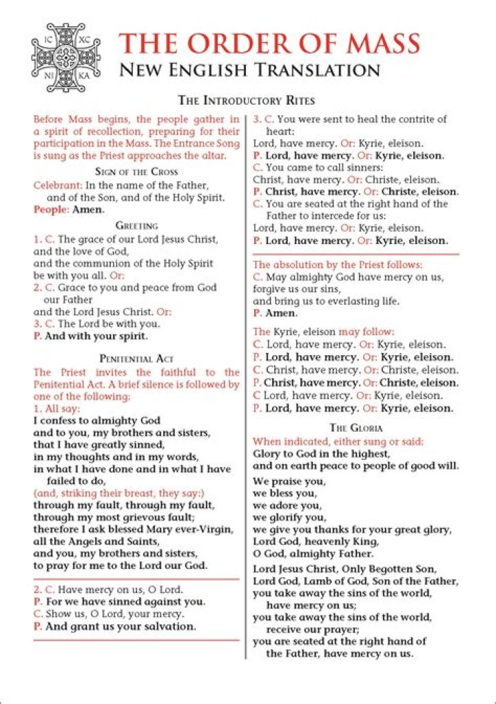 order of a catholic mass