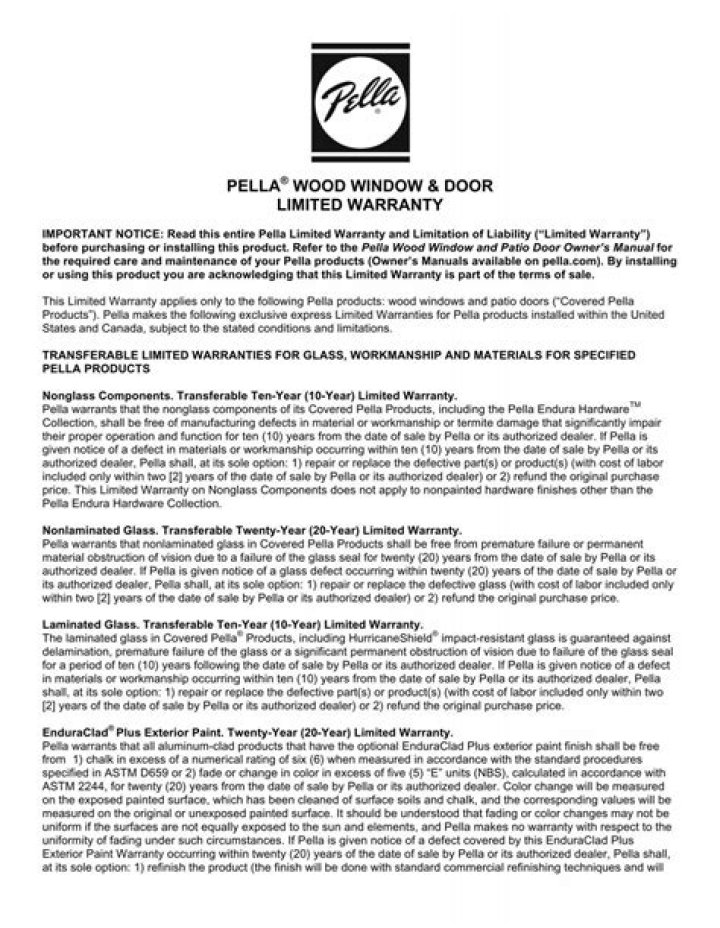 pella door warranty