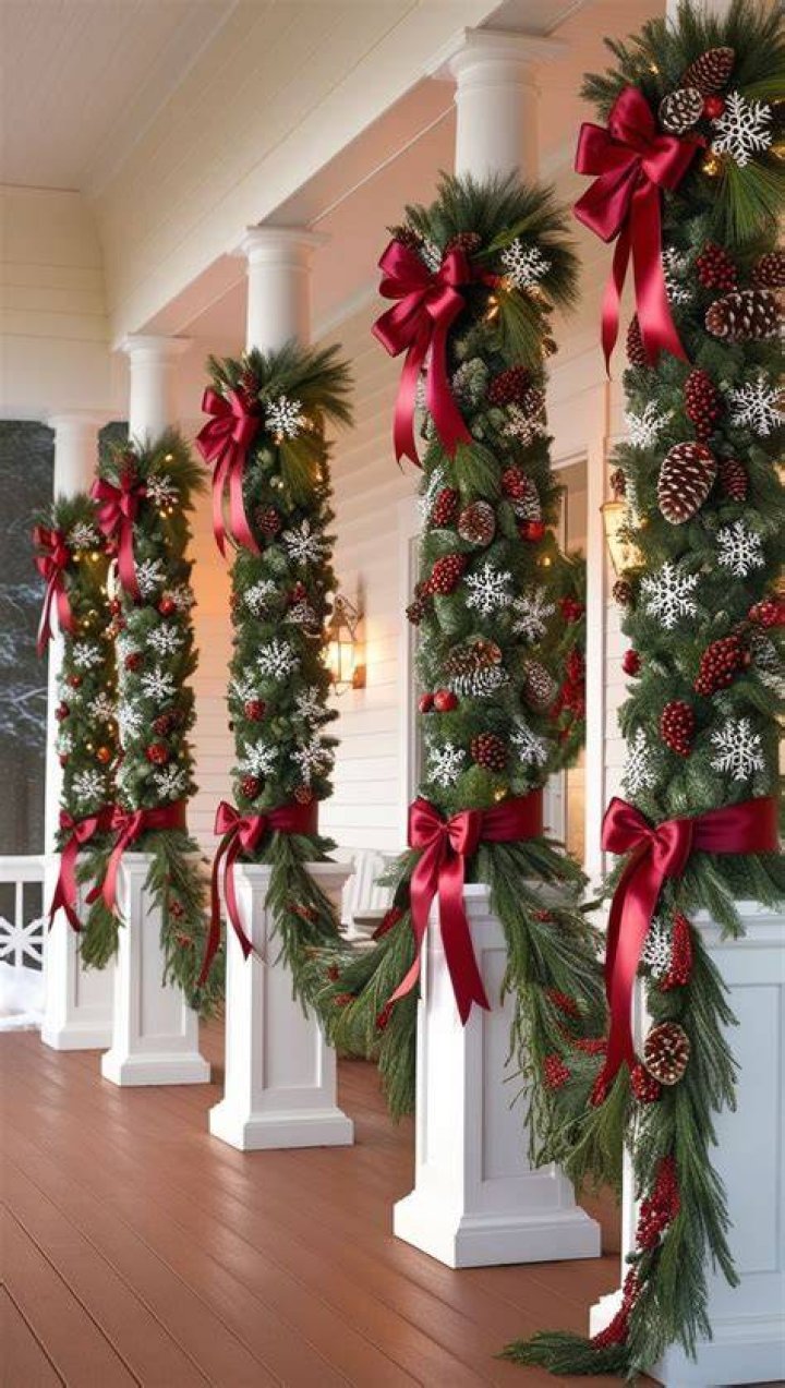 porch columns how to decorate columns for christmas