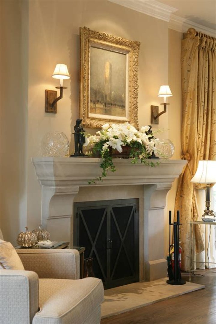 sconces above fireplace