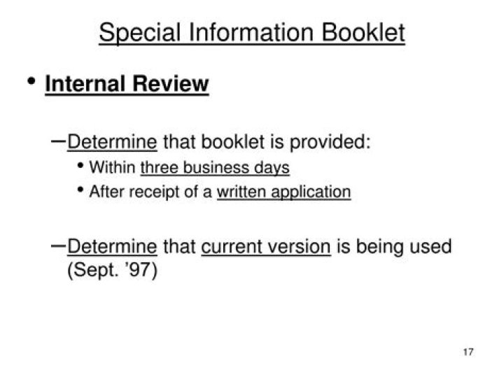 special information booklet