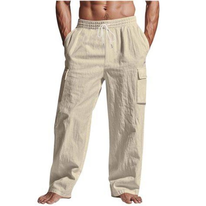 tan light brown casual pants made of cotton