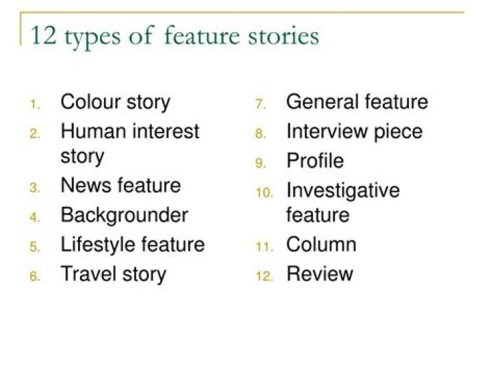 types of feature stories