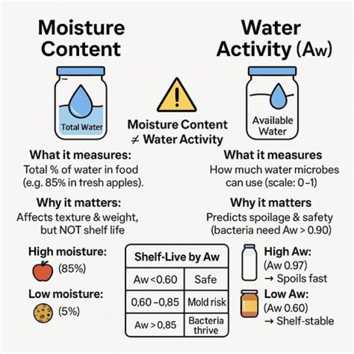 water activity vs moisture content