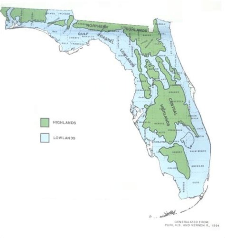 What are the major characteristics of Floridas three landform regions