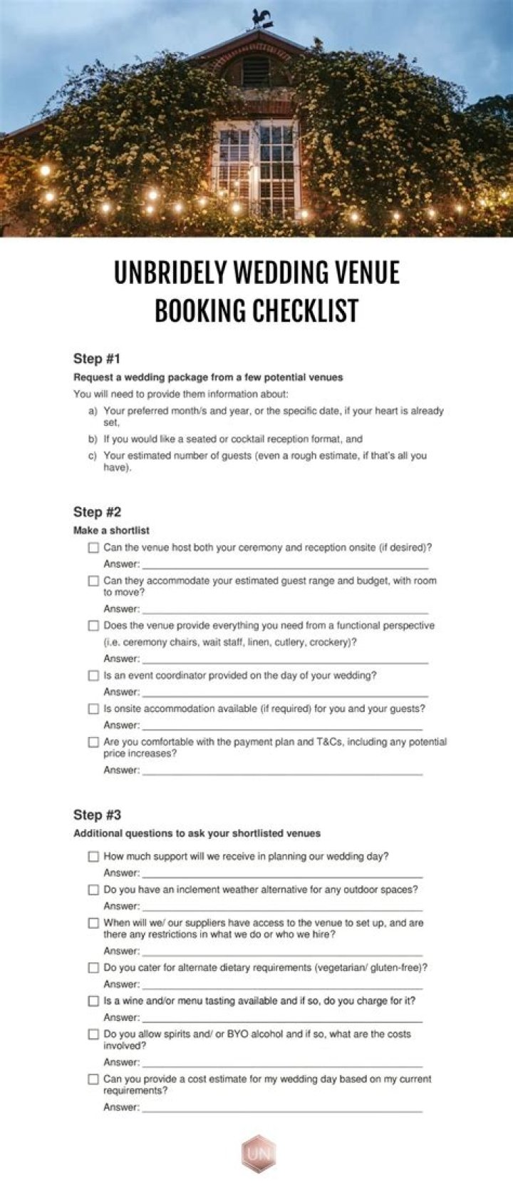 What do I need to know before booking a wedding venue