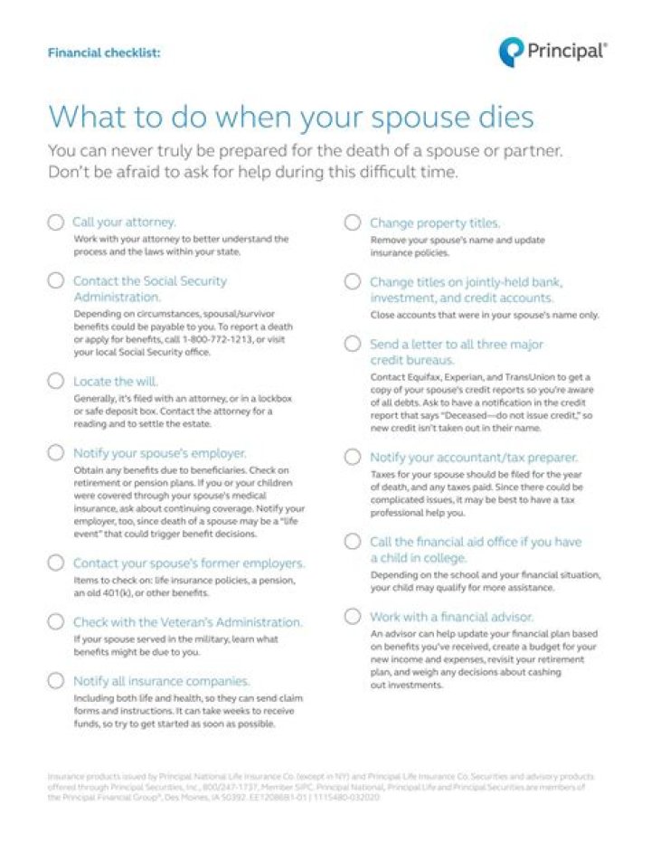 What do you do legally when your spouse dies