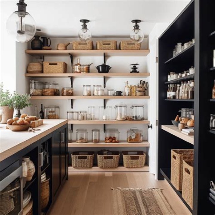 What do you store in open kitchen shelves