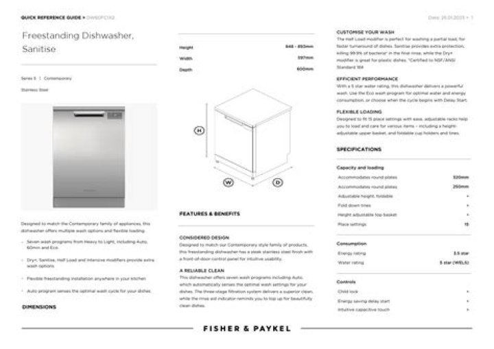 What does f4 mean on a Fisher and Paykel dishwasher