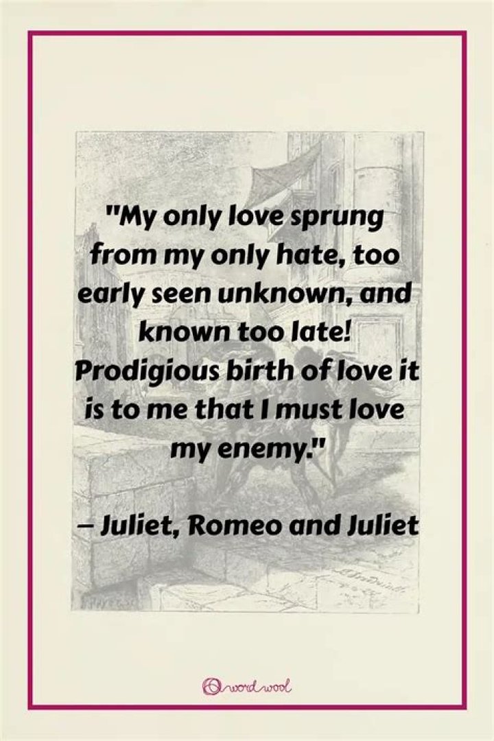 What does Juliet mean by my only love sprung from my only hate