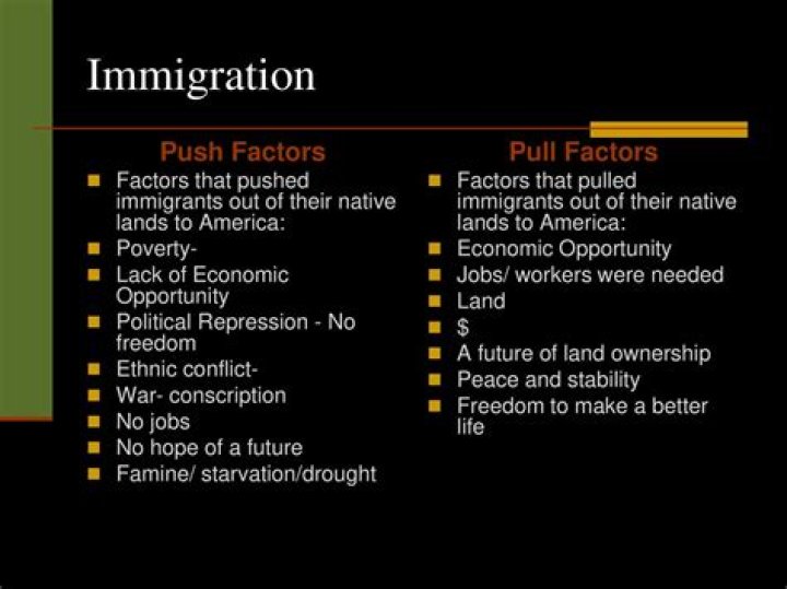 What factors pushed and pulled immigrants to the United States?