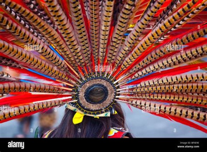 What feathers are used in Aztec headdresses