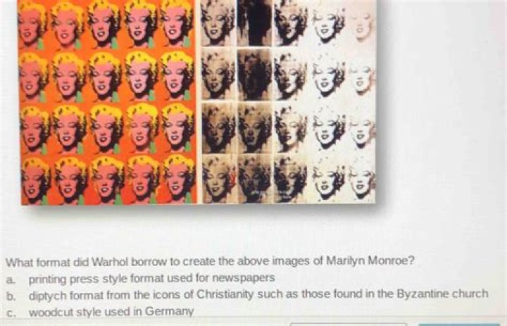 what format did warhol borrow to create the above images of marilyn monroe?