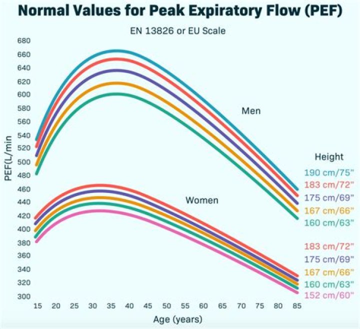 What is a normal peak flow for a woman
