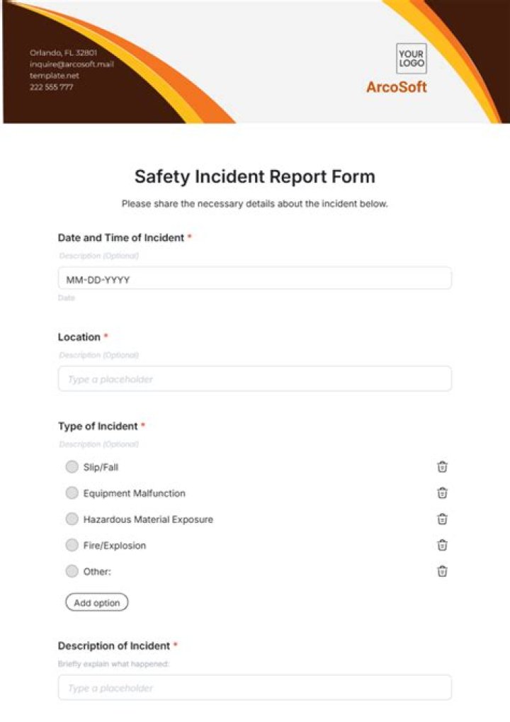 What is incident report form used for