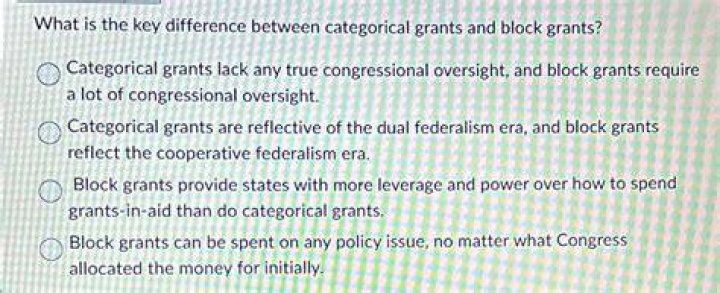 what is the key difference between categorical grants and block grants?
