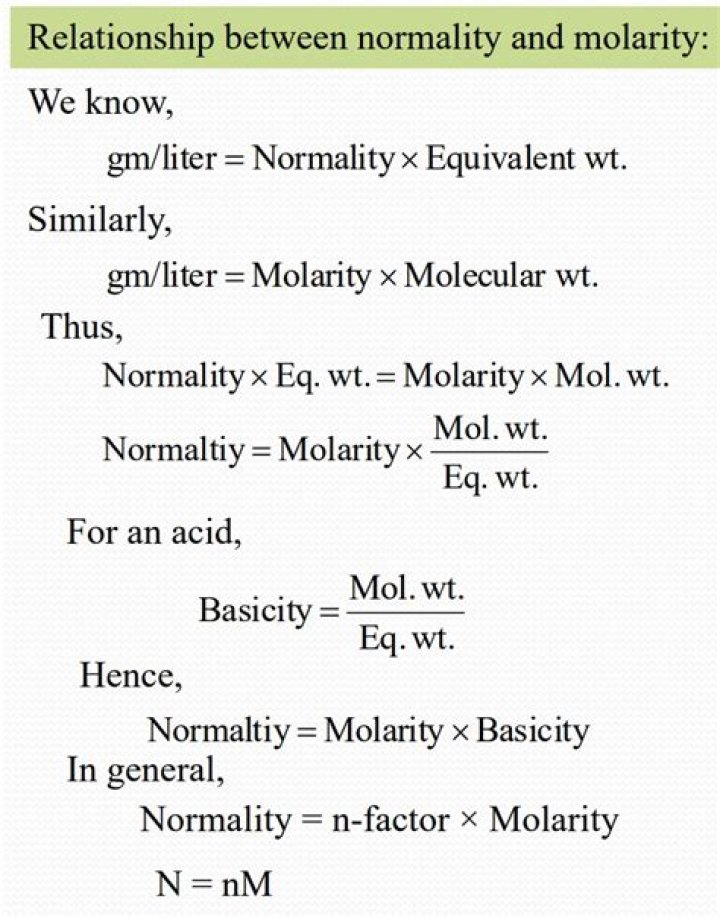 What is the relation between molarity and normality of H2SO4?