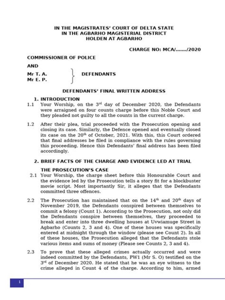 What type of case is it when someone is being charged with breaking the law