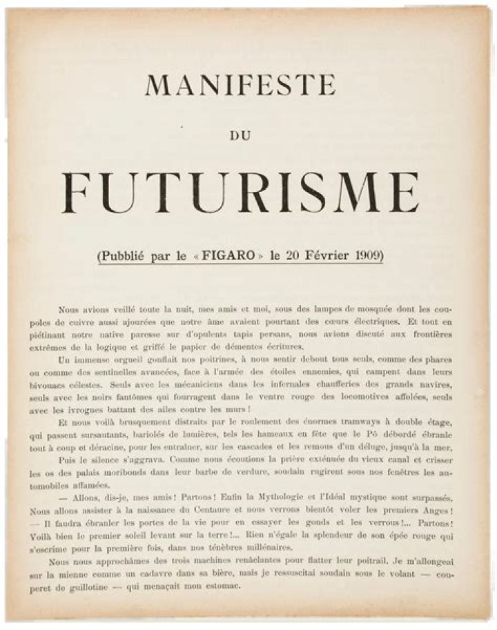 What was the purpose of the Futurist Manifesto?