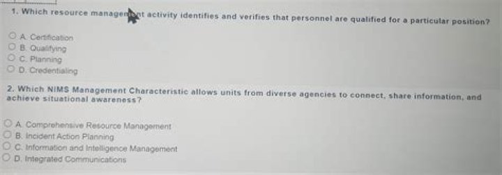 Which resource management activity identifies and verifies that personnel?