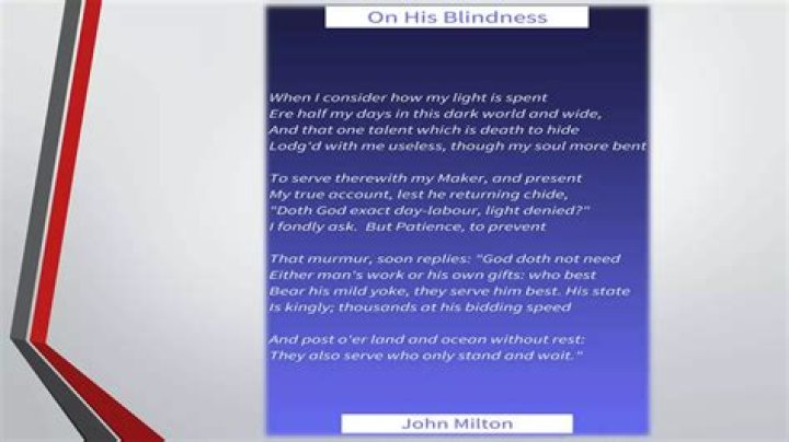 which type of poem is on his blindness