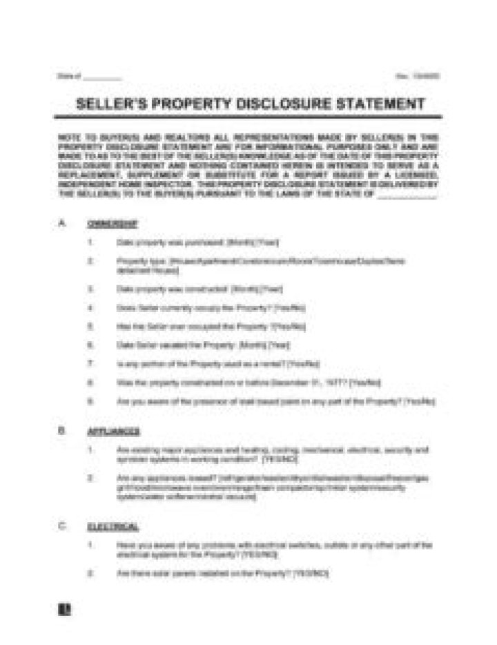 Who fills out the property disclosure statement