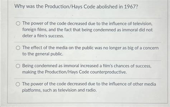 Why was the production Hays Code abolished in 1967