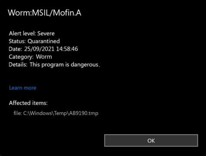 Worm:MSIL/Mofin.A (Mofin Worm) — Virus Removal Guide